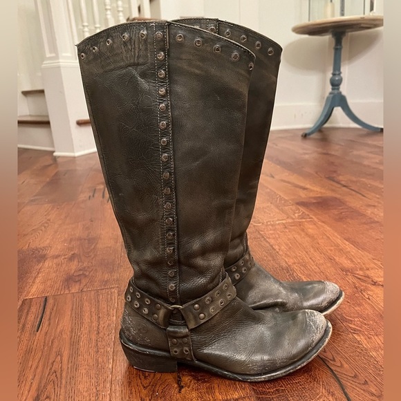 Bronx Linus Studded Tall Harness Leather Riding Boots - Picture 6 of 14